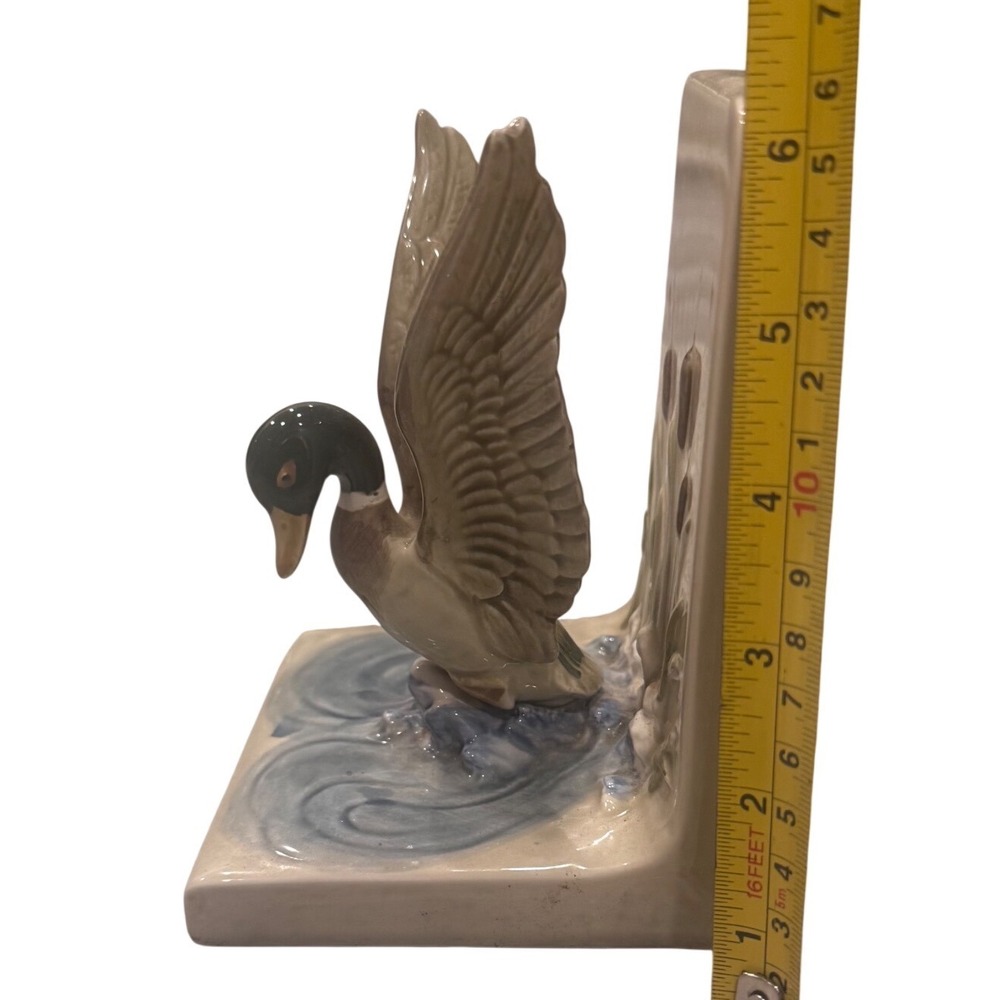 Vintage Otagiri Mallard Duck Ceramic Bookend Japan Hand Painted Wildlife Decor - Picture 5 of 10